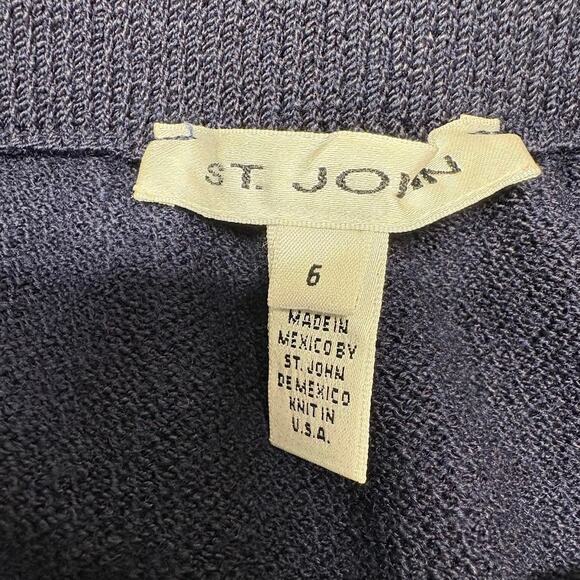 St. John Knit Wool Straight Pencil Midi Skirt Navy Blue Womens Size 6 - Picture 3 of 11